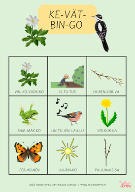 Ilmainen kevätbingo varhaiskasvatukseen tai perheille kotiin!