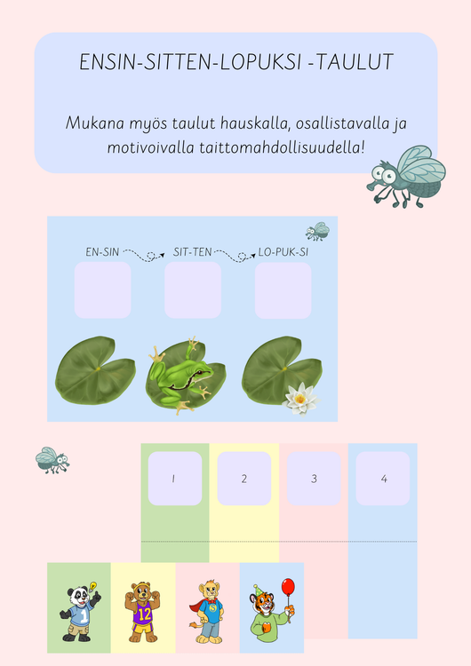 Ensin-sitten-lopuksi -taulut (3 erilaista!)