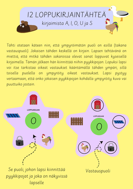 Loppukirjaintähdet 12 kpl (A, I, O, U ja S)