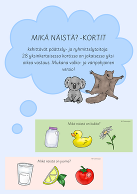Mikä näistä (...on eläin, ruoka?) -kortit osa 1