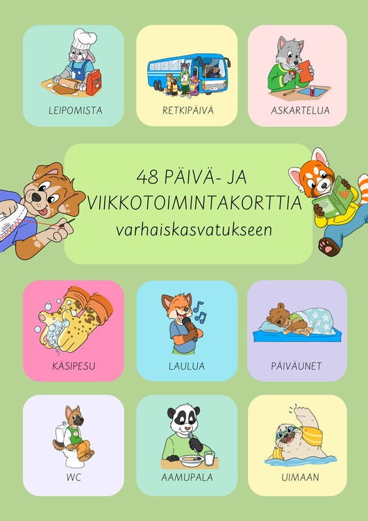 Päiväjärjestyskortit viikkokalenteriin 