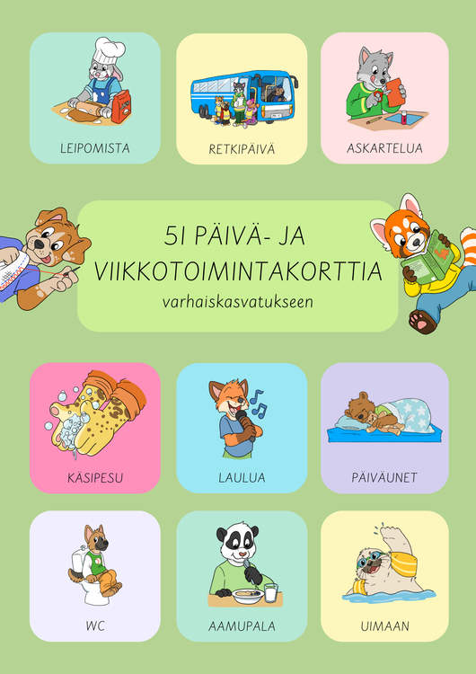 Päiväjärjestyskortit viikkokalenteriin 