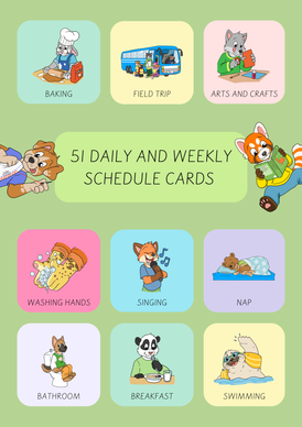 Daily schedule cards for home or day care