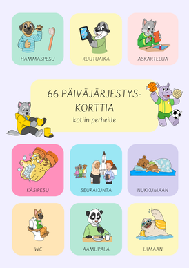Päiväjärjestyskortit (perheille kotiin)