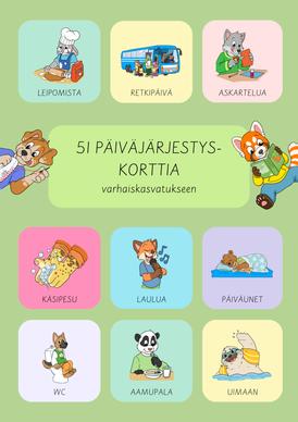 Päiväjärjestyskortit viikkokalenteriin varhaiskasvatukseen