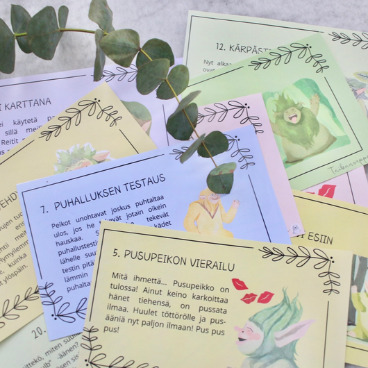 Peikkometsän tarinallinen suujumppa + suujumppakortit