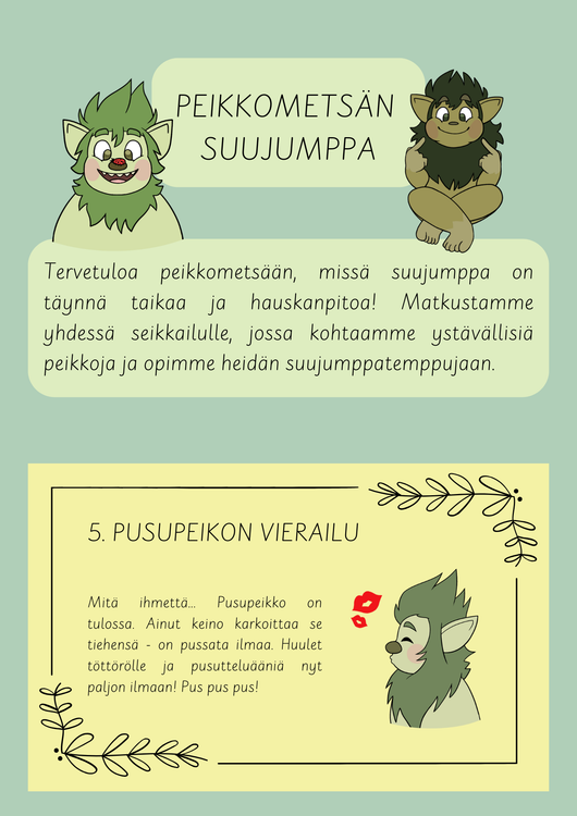 Peikkometsän tarinallinen suujumppa + suujumppakortit