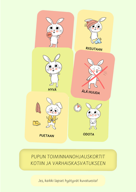 Toiminnanohjauskortit (ja kuvatuki) pupun kanssa 