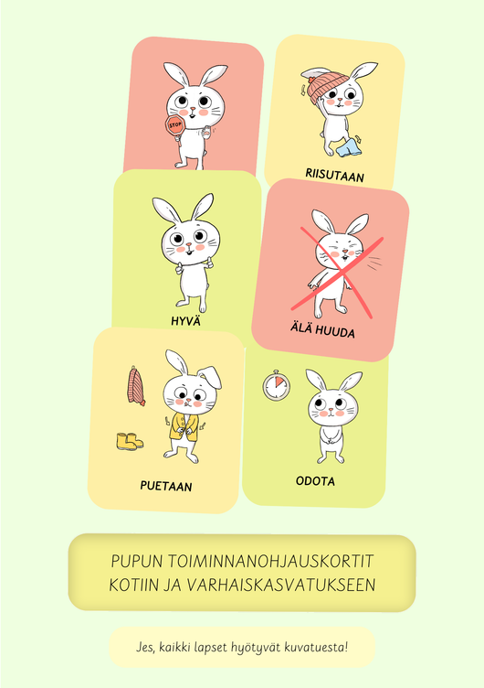 Toiminnanohjauskortit (ja kuvatuki) pupun kanssa 