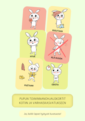 Toiminnanohjauskortit (ja kuvatuki) pupun kanssa 