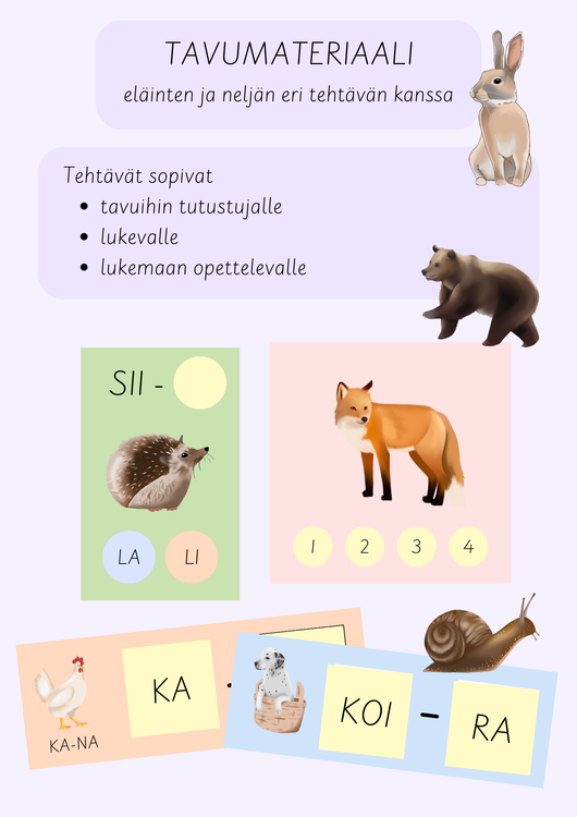 Tavumateriaali eläinten kanssa