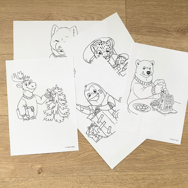 Jouluiset eläinvärityskuvat