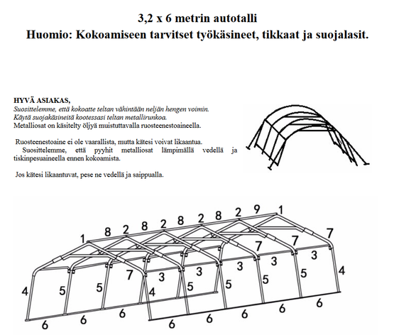 Pressutalli Prohall 6m x 3,2m, 500g/m2