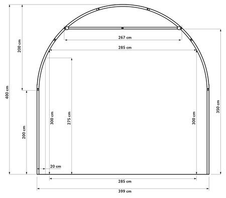 Pressutalli 8m x 4m, korkeus 4m, 450g/m2