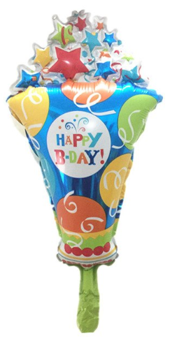Foliopallo Happy B-DAY! Popcorn 53x27cm
