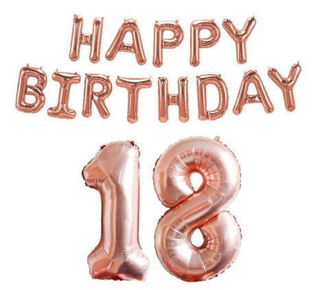 Foliopallosarja Happy Birthday 18 (shampanja)