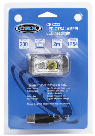  CRX LED otsalamppu 200 lumen, ladattava