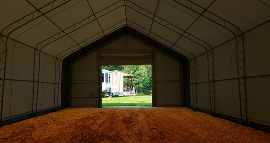 Kalustohalli Ranch premium 6,1m x 12,2m x korkeus 4,88m, 900g/m2