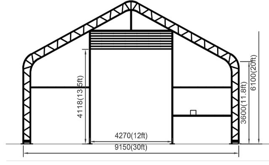 Kalustohalli Ranch premium 9,1m x 12,2m x korkeus 6,1m, 900g/m2