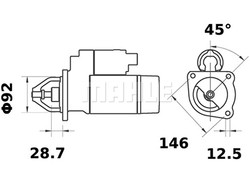 Starttimoottori Mahle IS0630 (Case, Lister, Massey Ferguson)