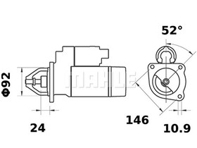 Starttimoottori Mahle IS0579 (Ford, JCB, New Holland)