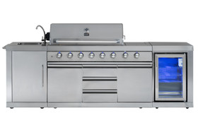 Mustang Kaasugrilli Ametist 6+2 kesäkeittiö jääkaapilla