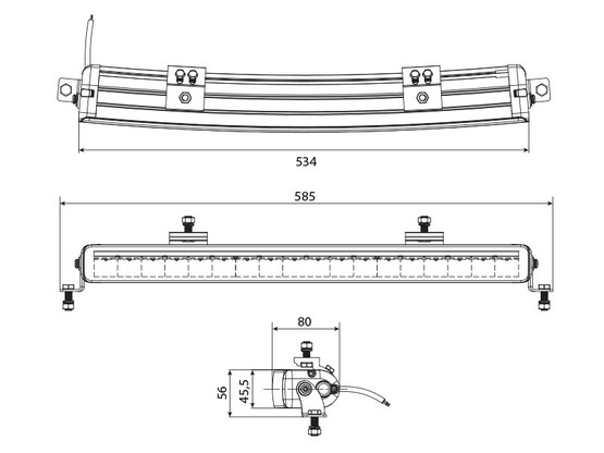 W-Light Wave II, LED Lisävalo, 532mm, Ref 50