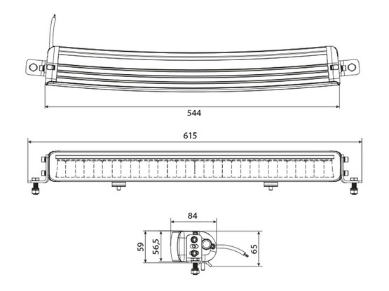 W-Light Comber II, LED Lisävalo, 543mm, Ref 45