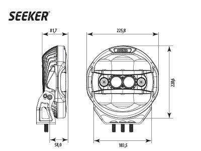Seeker Quantum Ledzer, LED Lisävalo, Ø 229mm, Ref 50