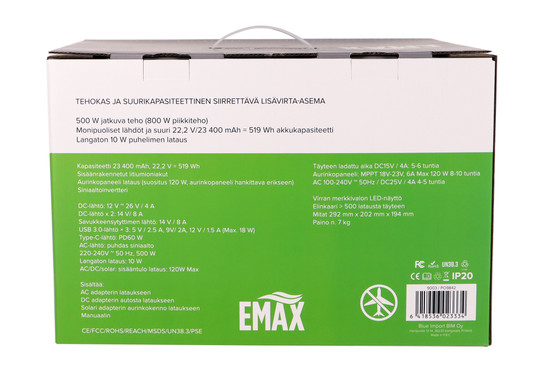 Emax Latausasema 500W, 519Wh