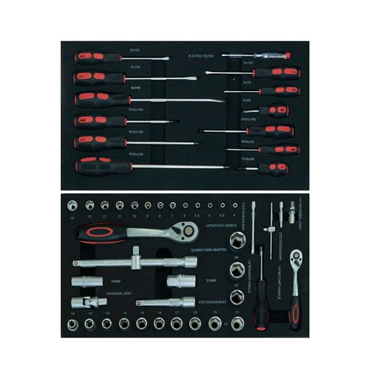 Timco 6 ltk 80-os työkaluvaunu työkaluilla