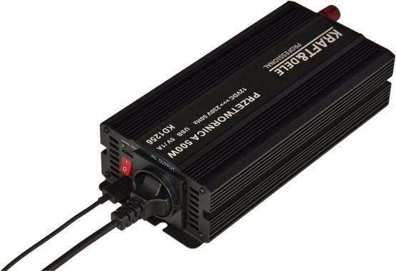 Siniaaltoinvertteri 12V, 500W/1000W + USB 5V/1A, Kraft & Dele