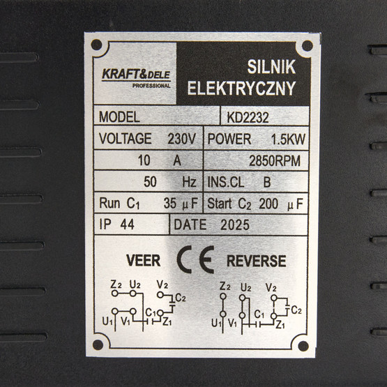 Sähkömoottori 230V, 1,5kW, 2850rpm, Kraft & Dele