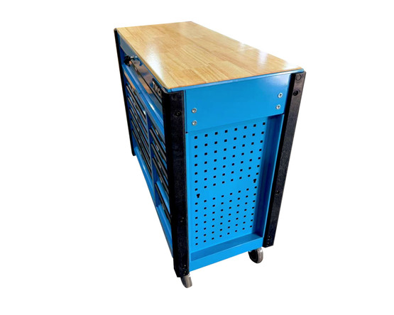 Timco 12ltk 275-os työkaluvaunu työkaluilla, puutaso, sininen