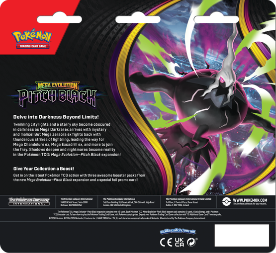 Pokémon TCG: ME5 Pitch Black - 3-pack Checklane Blister (julkaisupäivä 17.7.2026)