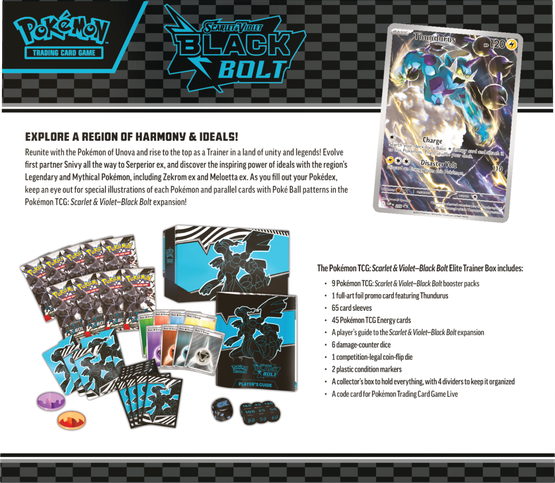 Pokémon TCG: Scarlet & Violet 10.5 Black bolt - Elite Trainer box (julkaisupäivä 18.7.2025)