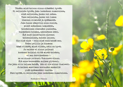 Postikortti - Toivon sinun elämääsi hyvää