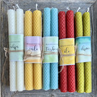 Mehiläisvahakynttilät (keltainen) viestillä 4 kpl