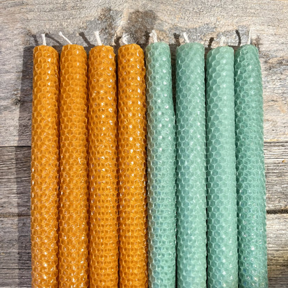 Mehiläisvahakynttilät viestillä 2 kpl (turkoosi)