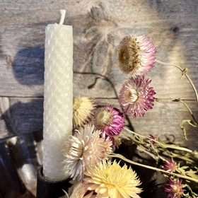 Mehiläisvahakynttilät viestillä 2 kpl (valkoinen)