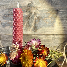 Mehiläisvahakynttilät viestillä 2 kpl (murrettu punainen)