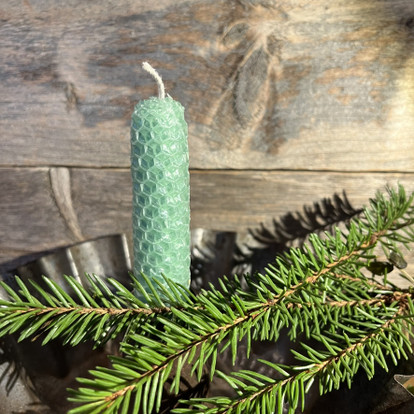 Mehiläisvahakynttilät viestillä 2 kpl (turkoosi)