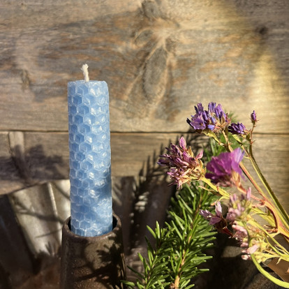 Mehiläisvahakynttilät viestillä 2 kpl (vaaleansininen)