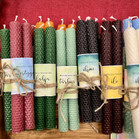 Mehiläisvahakynttilät viestillä 2 kpl (metsänvihreä)