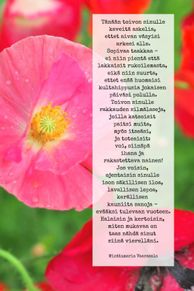 Postikortti - Tänään toivon sinulle