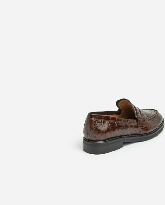 Flattered, Sara Leather Brown Croco Loafer