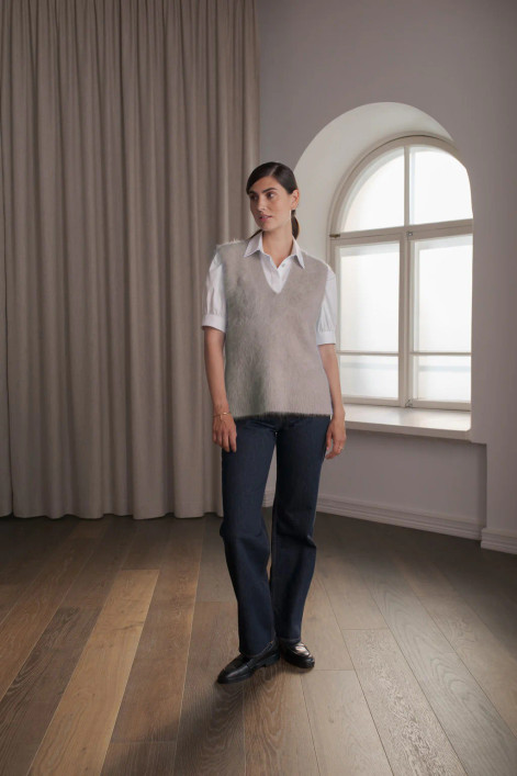 Original Story, Ali Alpaca Blend Knit Vest Greige