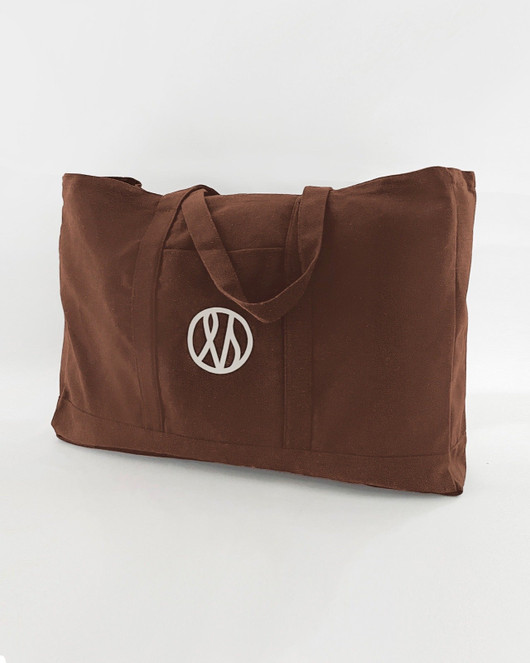 Le Scarf Tote Bag Brown&Cream logo