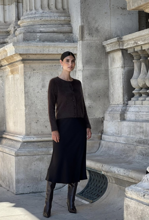 Original Story, Tianna Midi Satin Skirt Black