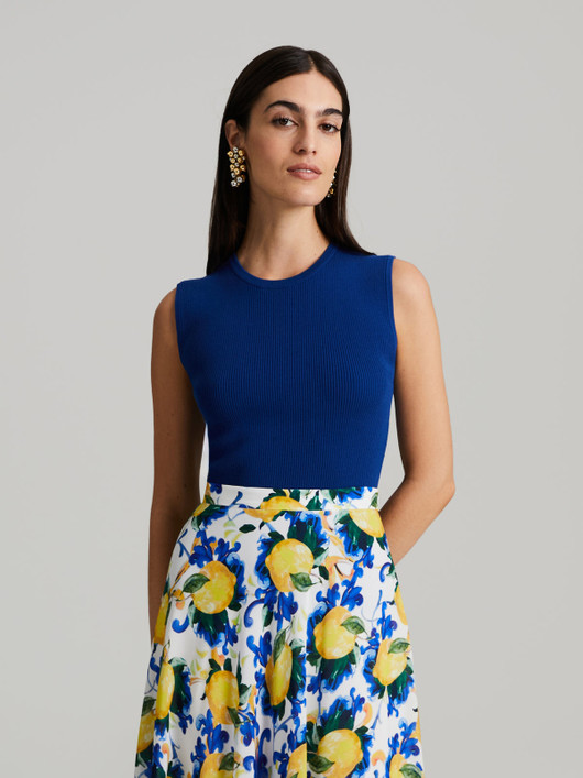 Andiata, Griet Rib knit Top Mediterranean Blue